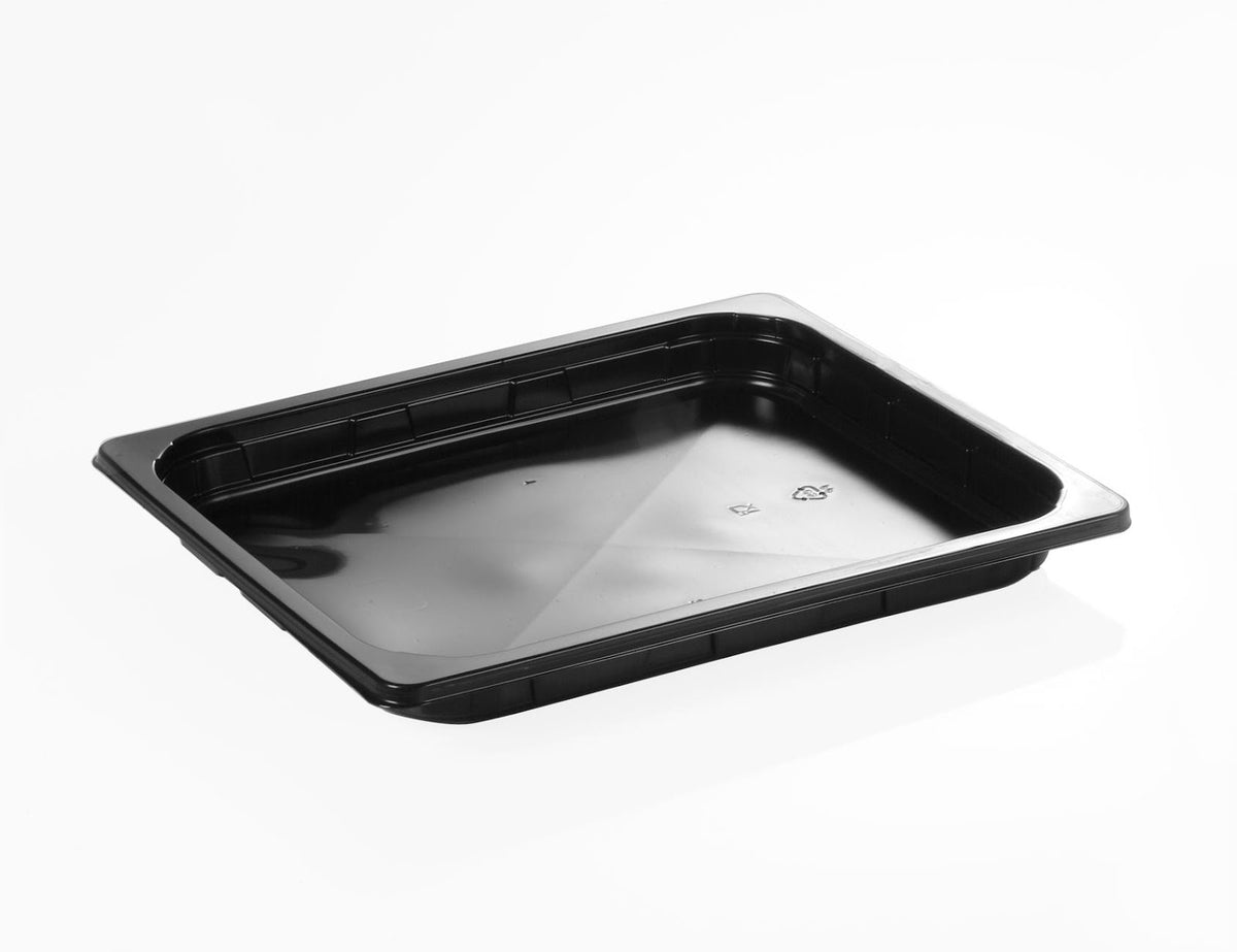 CPET sealing tray, black and white, 1 piece, 171 x 127 x 40 mm, 1-0424, 612 pieces