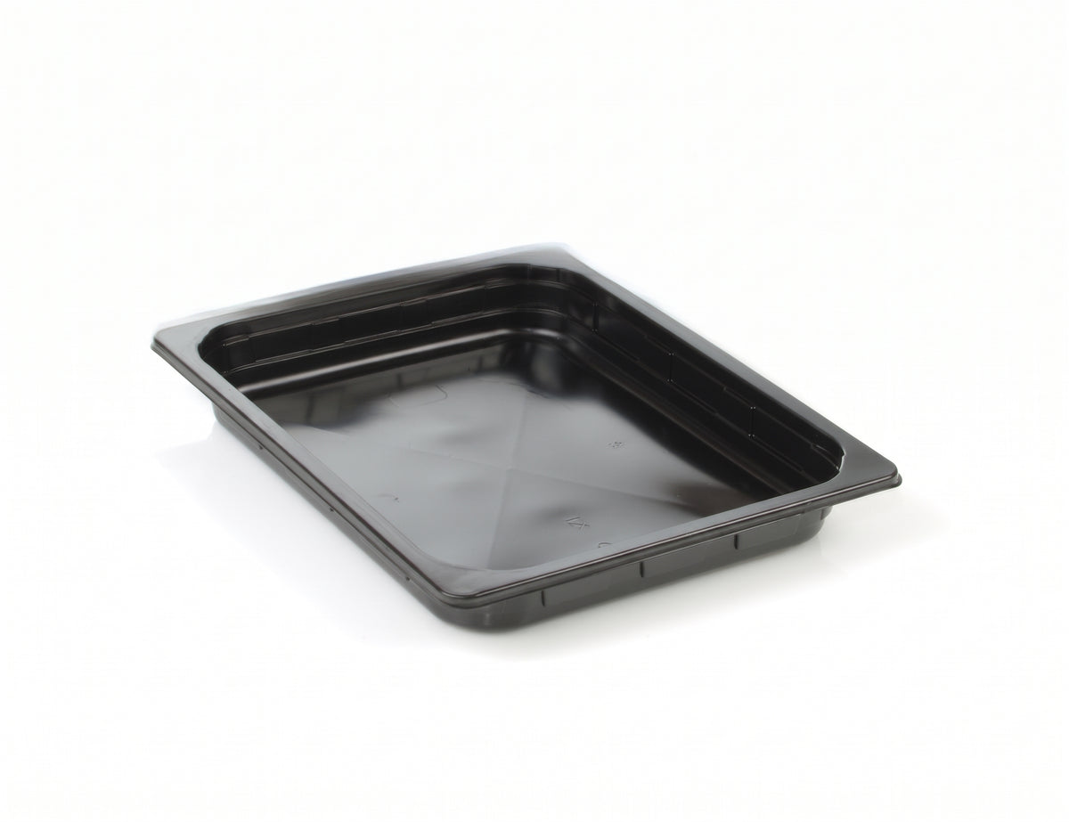 CPET sealing tray, black and white, 1 piece, 171 x 127 x 40 mm, 1-0424, 612 pieces