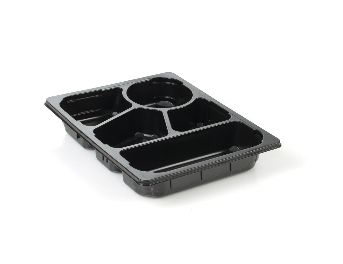 PP-Schale 1/2 GN H-50 (5-teilig), 325 x 265 x 50 mm, 3.000 ml, schwarz, 100 Stück/Karton