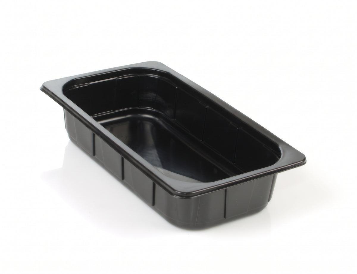 CPET sealing tray, black and white, 1 piece, 171 x 127 x 40 mm, 1-0424, 612 pieces