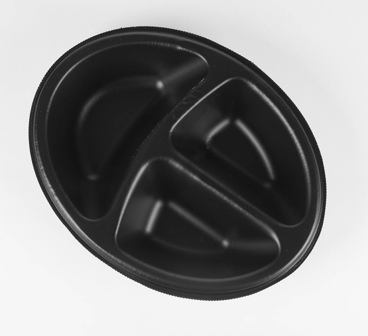 Thermo (ISO) Siegelschale „Smiley“ aus Polystyrol-Schaum (XPS), oval, laminiert, schwarz und weiß, 3-teilig, 700 Stück