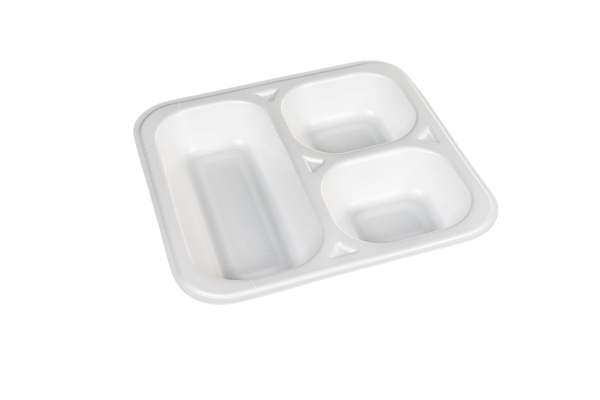 Thermo (ISO) Siegelschale aus Polystyrol-Schaum (XPS), laminiert, weiß, 3-teilig, 3-1310 / 612,  500 Stück