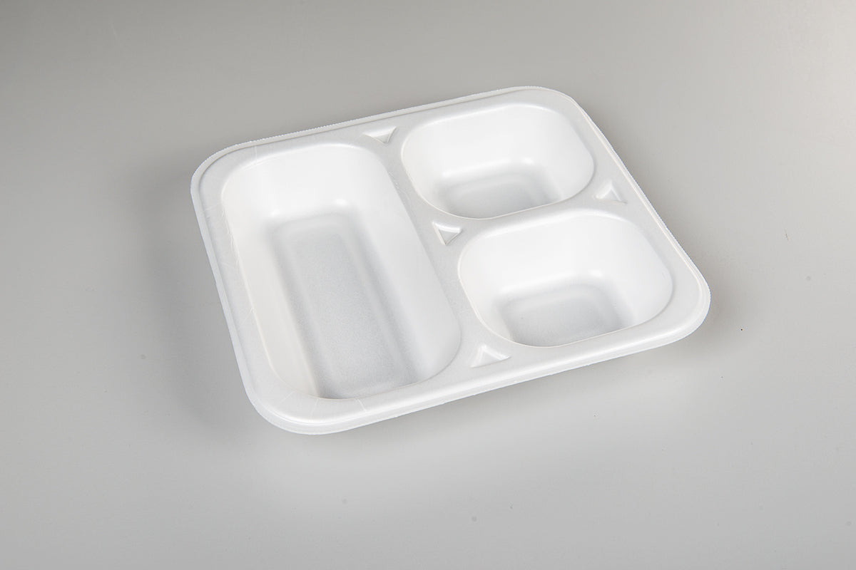 Thermo (ISO) Siegelschale aus Polystyrol-Schaum (XPS), laminiert, weiß, 3-teilig, 3-1310 / 612,  500 Stück