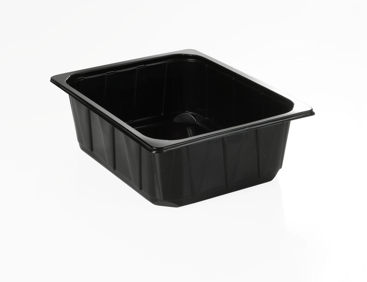 CPET sealing tray, black and white, 1 piece, 171 x 127 x 40 mm, 1-0424, 612 pieces
