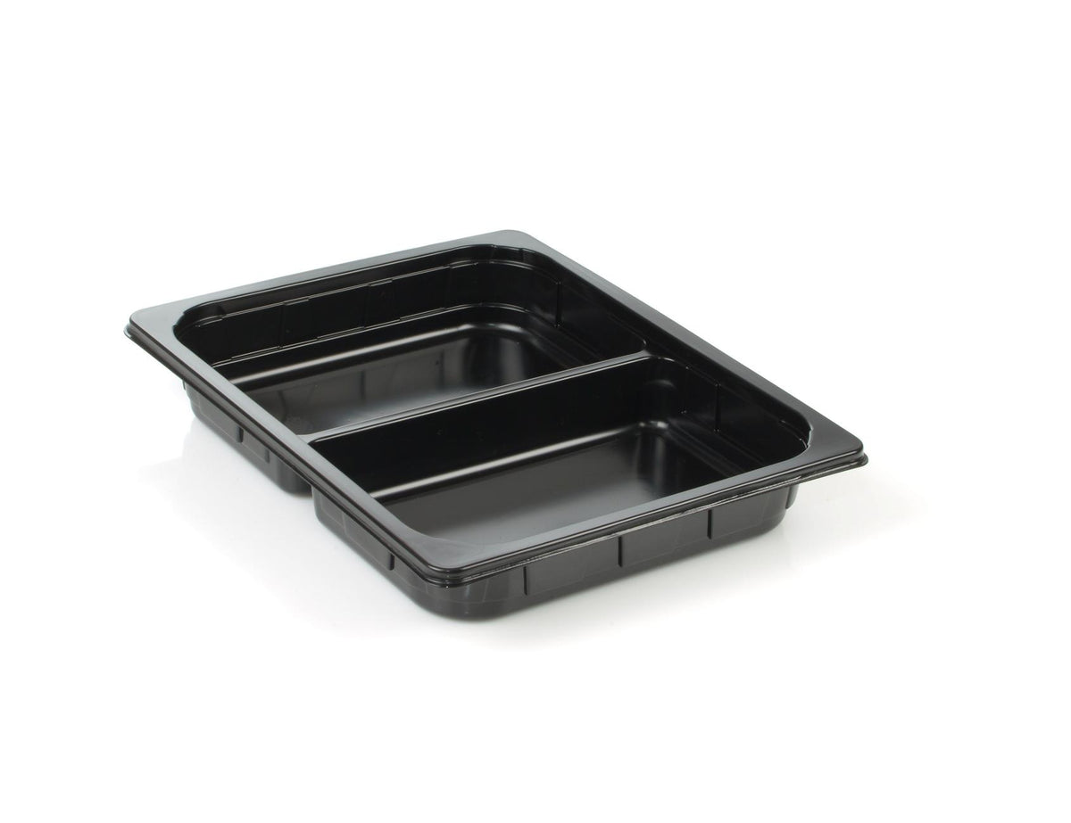 CPET sealing tray, black and white, 1 piece, 171 x 127 x 40 mm, 1-0424, 612 pieces