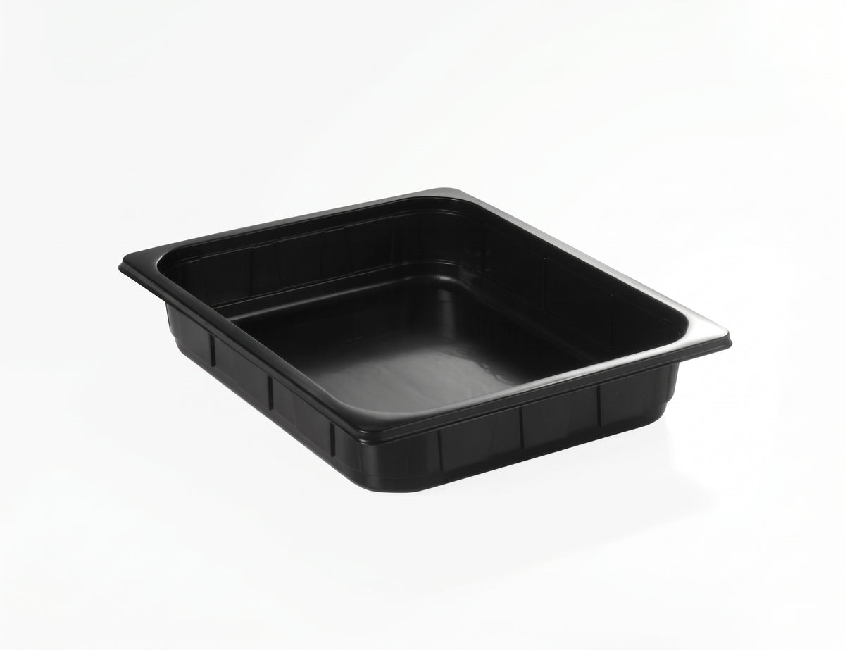 CPET sealing tray, black and white, 1 piece, 171 x 127 x 40 mm, 1-0424, 612 pieces