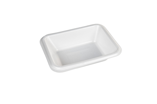Thermo (ISO) sealing tray made of polystyrene foam (XPS), laminated, white, 1-piece, 1-1087 / 621, 800 pieces