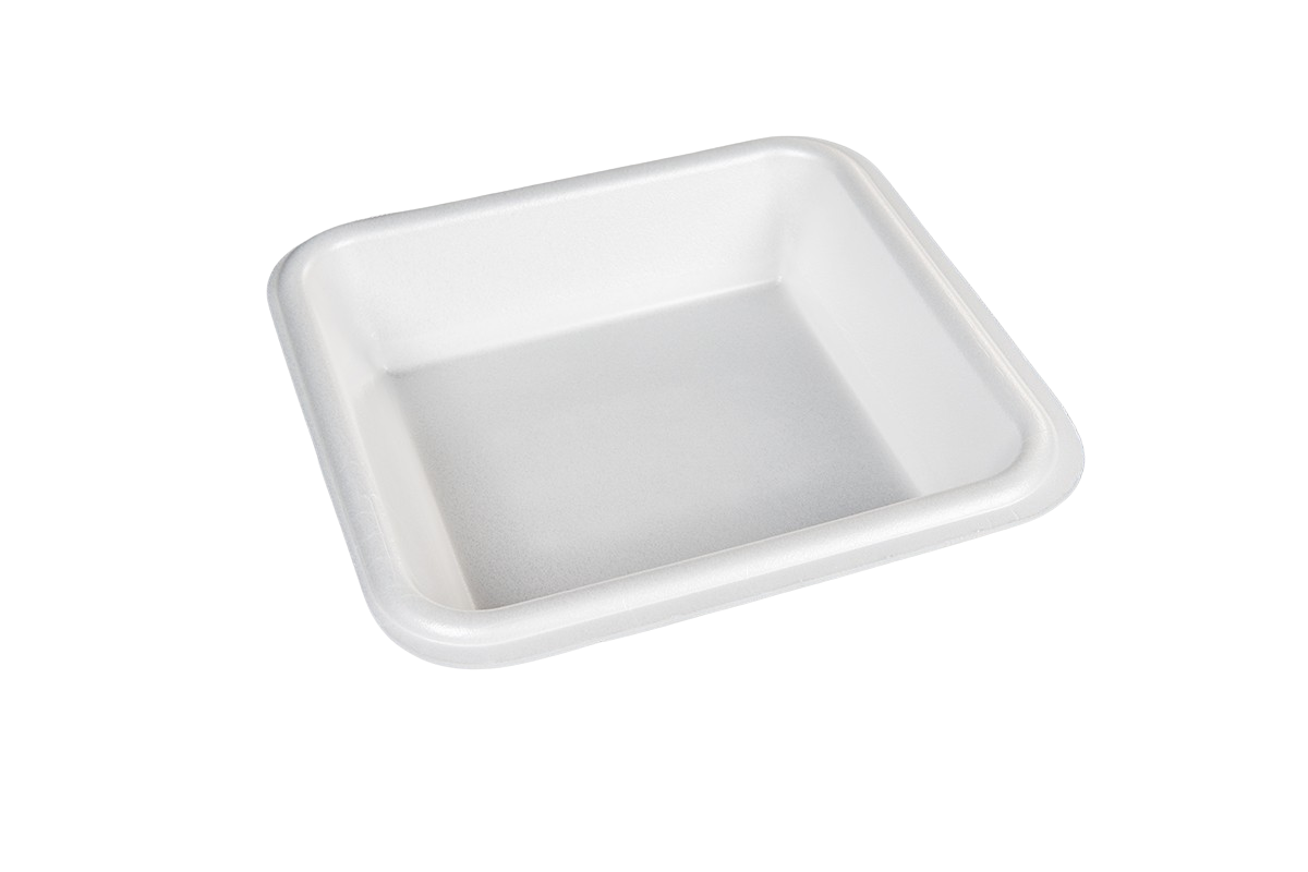 Thermo (ISO) sealing tray made of polystyrene foam (XPS), laminated, white, 1-piece, 1-2250 / 601 (NEW: deep version), 500 pieces