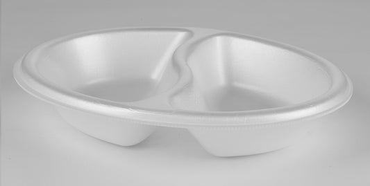 Thermo (ISO) sealing bowl "YingYang" made of polystyrene foam (XPS), oval, laminated, white and black, 2-0755, 700 pieces