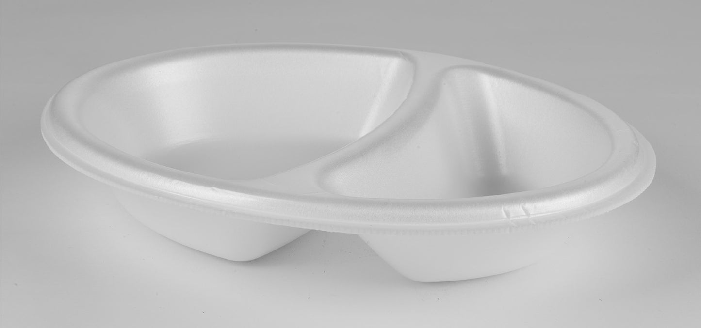 Thermo (ISO)-Siegelschale "Duett" aus Polystyrol-Schaum (XPS), oval, laminiert, weiß und schwarz, 2-0760,  700 Stück