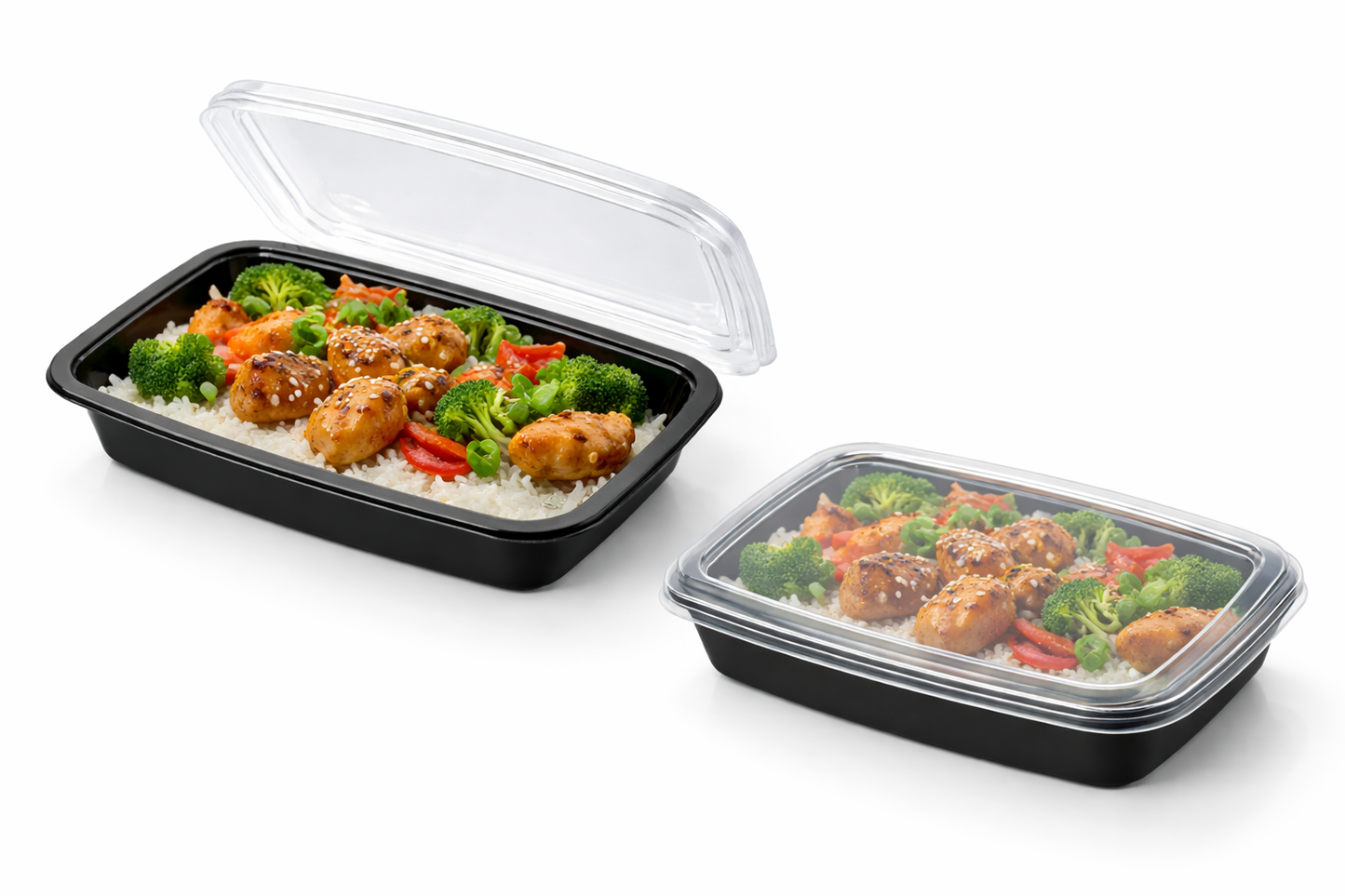 CPET sealing tray, black and white, 1 piece, 171 x 127 x 40 mm, 1-0424, 612 pieces