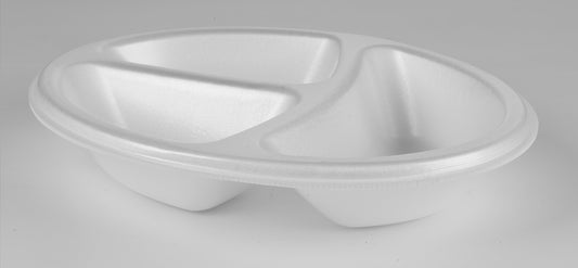 Thermo (ISO) sealing bowl “Smiley” made of polystyrene foam (XPS), oval, laminated, black and white, 3 parts, 700 pieces