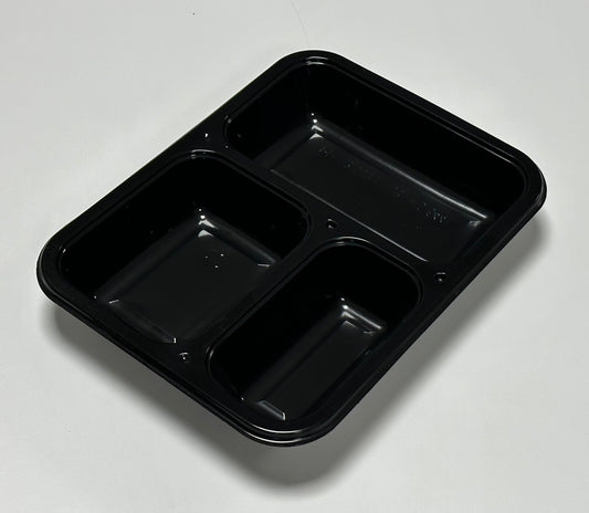 Reusable PP sealing bowl, 3 parts, 229x178x33mm, 644ml, black, 500 pieces