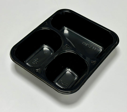 Reusable PP sealing tray, 3 parts, 242x204x47mm, black, 350 pieces
