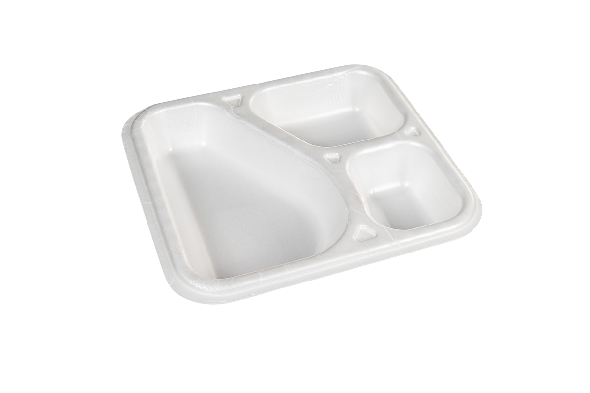 Thermo (ISO)-Siegelschale aus Polystyrol-Schaum (XPS), laminiert, weiß, 3-teilig, 3-1320 / 620, 500 Stück