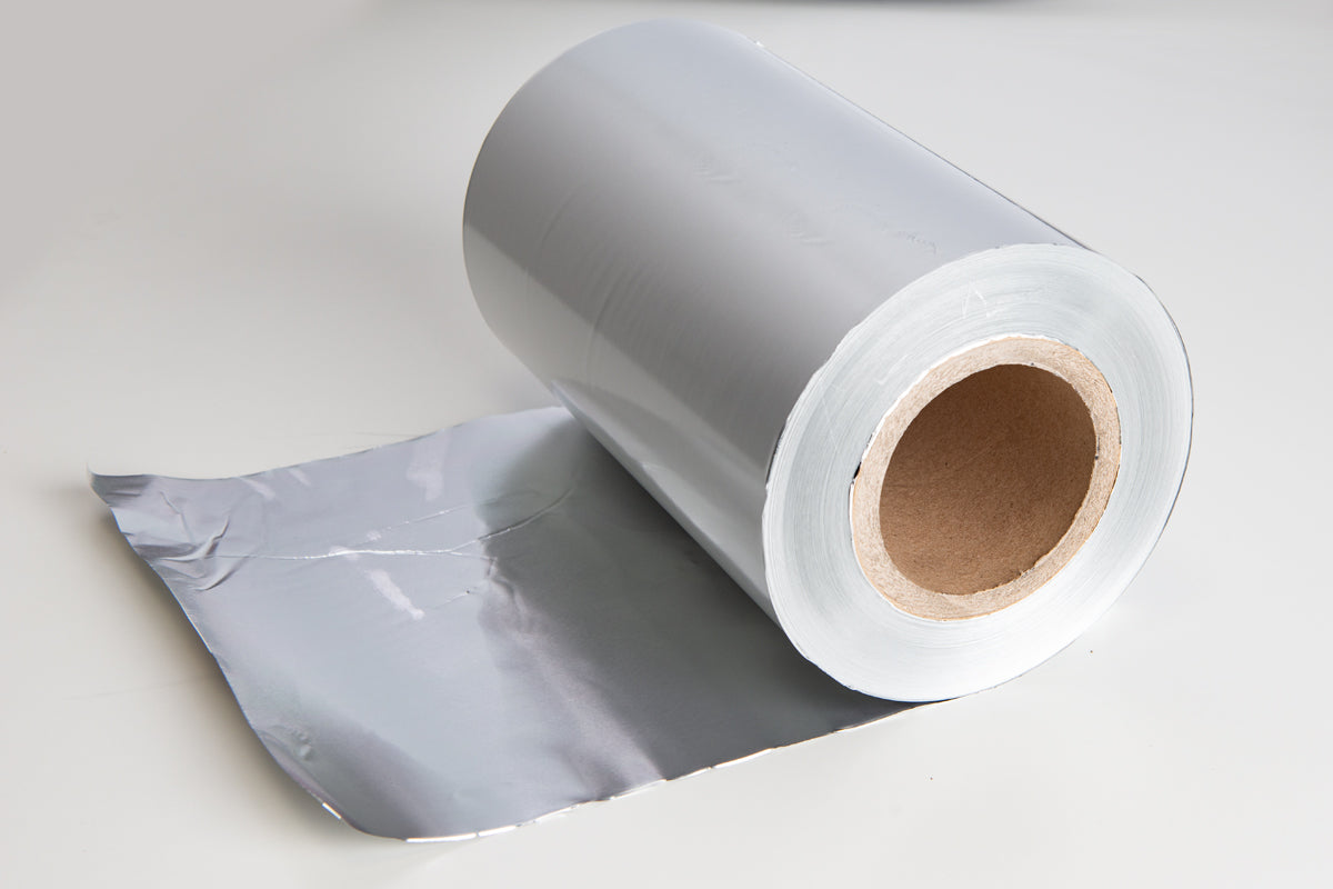 Aluminum peel sealing film, silver, width: 245 mm | Length per roll: 333 m, 2 rolls per box