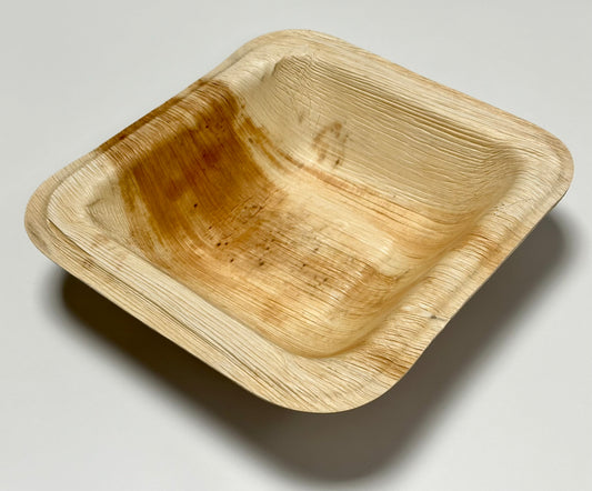 Sealable organic bowl made of palm leaf, natural, undivided, 1,800ml, 260x278x63mm, plastic-free, compostable, 100 pieces
