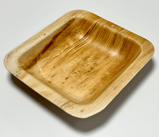 Sealable organic bowl made of palm leaf, natural, undivided, 1,500ml, 254x272x43mm, plastic-free, compostable, 100 pieces