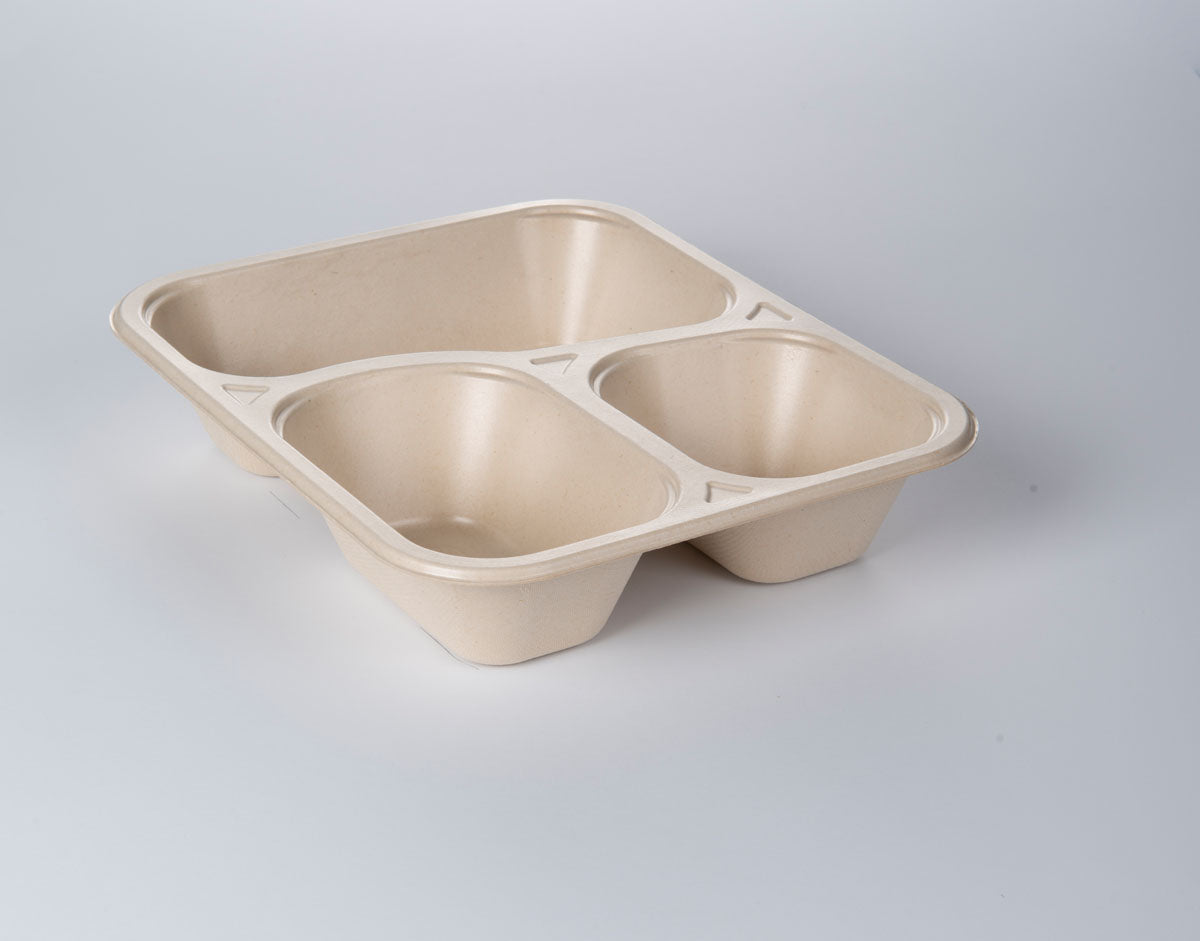 PulpPro organic sealing bowl made of bagasse / sugar cane fibers, laminated, natural, 3-part, P3-1025 / 607, 200 pieces