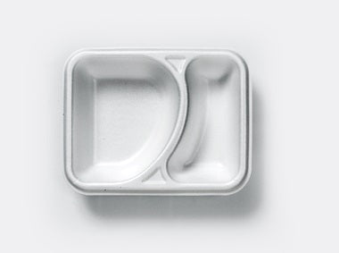 Thermo (ISO) sealing tray made of polystyrene foam (XPS), laminated, white, 2-part, 2-0930 / 616, 800 pieces