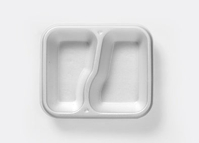 Thermo (ISO) sealing tray made of polystyrene foam (XPS), laminated, white, 2-part, 2-1045 / 613, 500 pieces