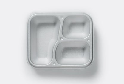 Thermo (ISO) sealing tray made of polystyrene foam (XPS), laminated, white, 3-part, 3-1025 / 607, 500 pieces